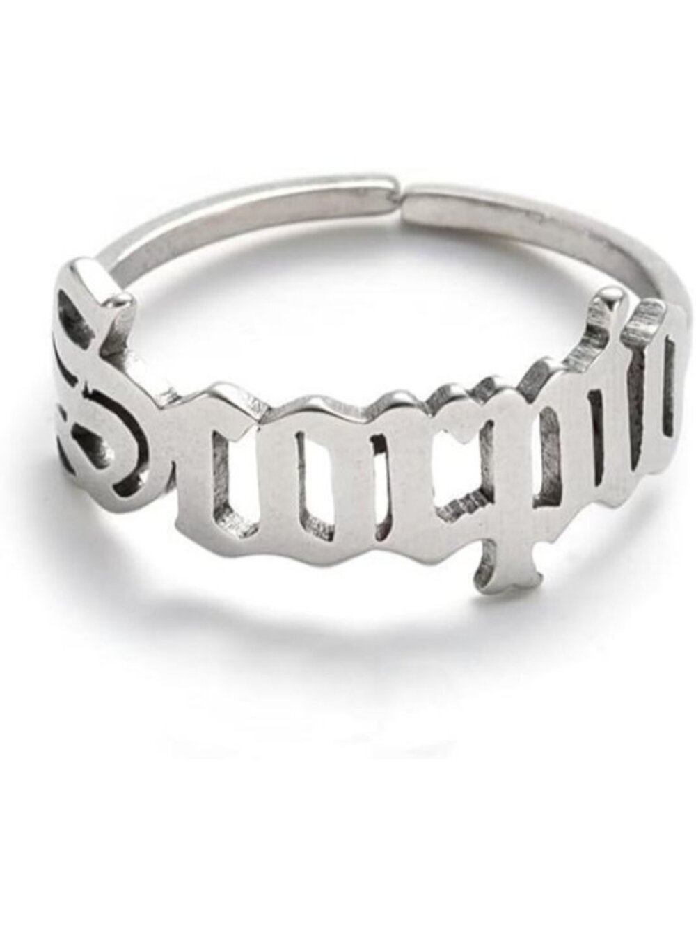 Silver Scorpio Constellation Old English Adjustable Steel Zodiac Sign Ring